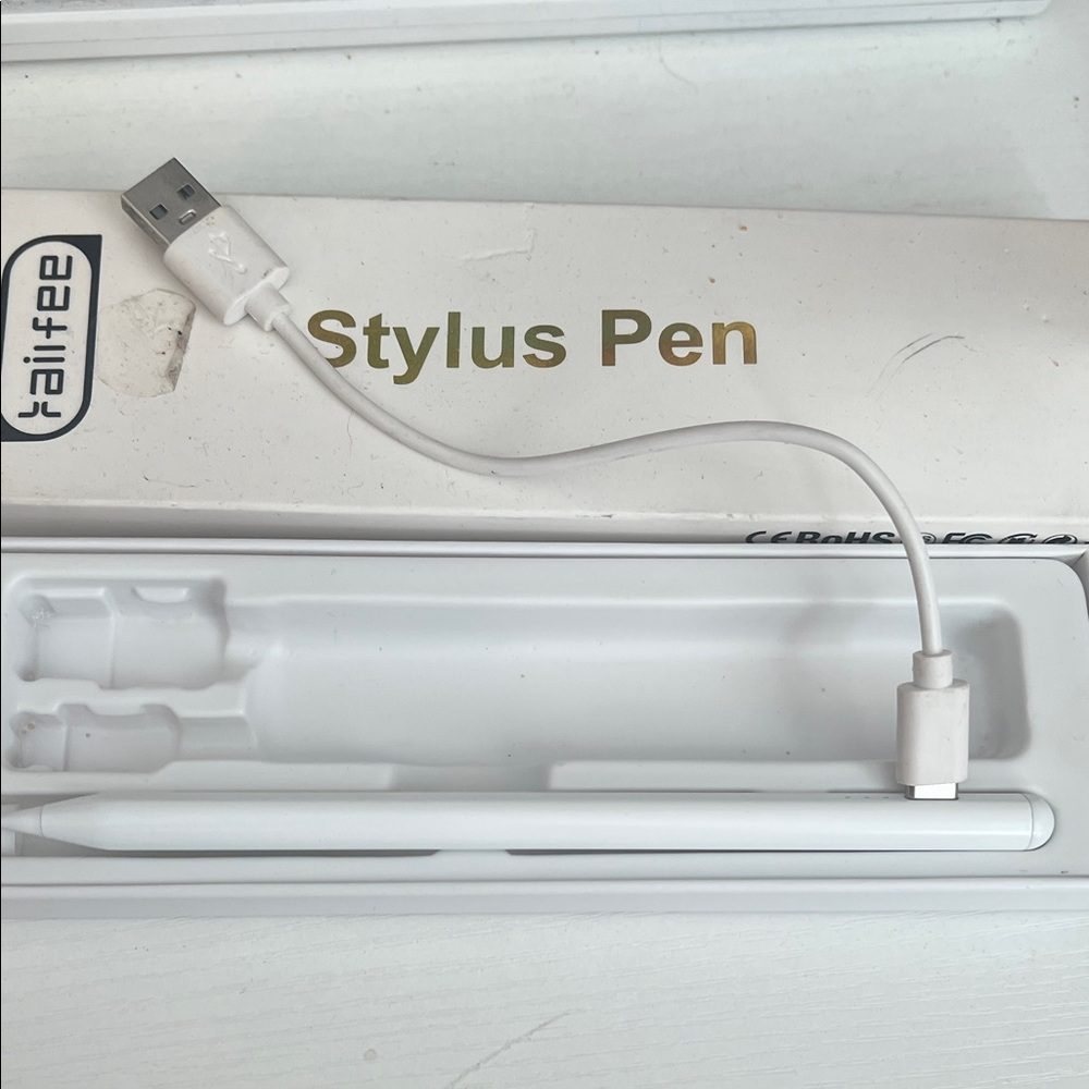 White Stylus Pen with USB Charging Cable